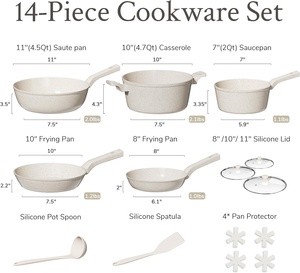 Rofee Accept OEM Juego de ollas y sartenes antiadherentes Blanco 10 piezas Juego de ollas de cocina de fundición a presión con accesorios de cocina - Product Image 6