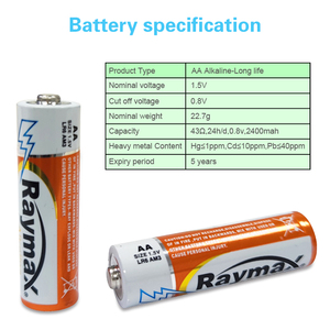 Raymax 24 Pezzi <span class=keywords><strong>Batterie</strong></span> Alcaline LR6 AM-3 AA 1,5 <span class=keywords><strong>Volt</strong></span> per Telecomandi e Torce Portatili - Product Image 3