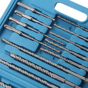 17 <b>Pc</b> Electric Hammer Drill Bit <b>Set</b> Round Shank Spiral Bits For Concrete Brick Wall Drilling Blue Case - Product Image 4
