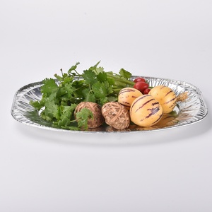 En relief four cuisson grand jetable plateaux de service ovale en aluminium feuille conteneur restauration poisson <span class=keywords><strong>barbecue</strong></span> plateau - Product Image 4