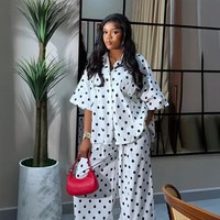Nouvelle Collection Automne 2026 – Ensemble Deux Pièces Décontracté Ample à Pois en Polyester pour Femme, Style Européen et Américain, Idéal pour l'Export
