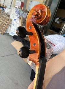 Cello professionnel Sinomusik avec étiquette personnalisée, son de qualité, instrument à cordes, peint à la main à l'huile, érable flammé rouge brun, table en épicéa sculptée - Product Image 5