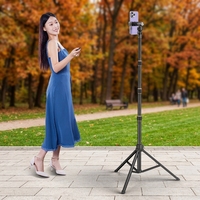 Trépied à selfie en alliage d'aluminium FEIXIANG, hauteur réglable 2,1 m, support de téléphone professionnel pour diffusion en direct et enregistrement vidéo