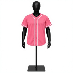 T-shirt de baseball imprimé respirant 100 % polyester 180 grammes, personnalisable, manches courtes, col en V, broderie de logo d'équipe sur mesure - Product Image 1