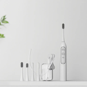 Bomba de hilo dental de <span class=keywords><strong>agua</strong></span> recargable eléctrica 3 en 1, <span class=keywords><strong>cepillo</strong></span> de <span class=keywords><strong>dientes</strong></span> dental <span class=keywords><strong>con</strong></span> 3 cabezales para limpieza de cálculo de placa de <span class=keywords><strong>dientes</strong></span> - Product Image 2