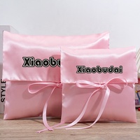 Sac d'enveloppe d'emballage de perruque de cheveux de satin rose imprimé de logo personnalisé pour l'expédition et le stockage cosmétique pochette cadeau de flexographie