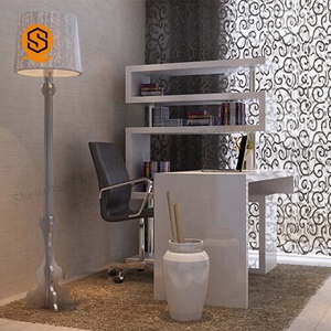 Sólido <span class=keywords><strong>blanco</strong></span> superficie de muebles para el hogar mesa de estudio y estantería de almacenamiento de combinación para venta - Product Image 4