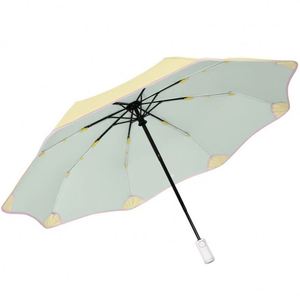Parapluie 190T pour adultes, entièrement automatique, 8 baleines, design neutre, avec bord arrondi pour une sécurité triplée, ruban changeant de couleur et protection UV - Product Image 3