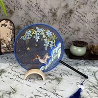 Éventail pliant rond en soie brodé à la main avec motifs de cerf et de fleurs, souvenir, éventail de danse, style national chinois, antique Chine