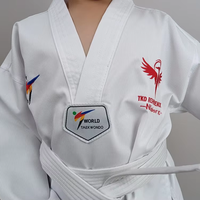 Dobok de Taekwondo de haute qualité, durable, blanc, côtelé, avec logo personnalisé, pour enfants et adultes