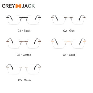 Lunettes optiques sans monture Grey Jack, monture en métal, unisexe, carrées, taille moyenne, verres acryliques, verres plano pour la vision de près - Product Image 1