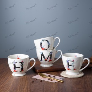 Bán buôn Bảng chữ cái gốm cốc cà phê sứ drinkware với Monogram viết tắt hiện đại trang trí nội thất các mặt hàng - Product Image 6