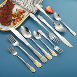 20-Piece Gold Plated Flatware Set, Luxury Crown Stainless Steel Royal Cutlery, Vintage Steak Knife Fork Spoon for Dinner - Product Image 3