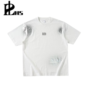 Camiseta de Manga Corta 100% Algodón, Hombros Caídos, Estilo Vintage Lavado con Efecto de Tinta, Logotipo Personalizado, Talla Grande, para Deportes y Actividades al Aire Libre - Product Image 2