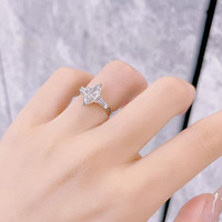 Superbes bagues de fiançailles en platine Pt950 pour femme, à tige droite, trois pierres taille marquise, avec 2 griffes, serties de diamants de laboratoire