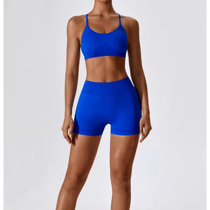 <span class=keywords><strong>Ensemble</strong></span> de <span class=keywords><strong>sport</strong></span> athlétique sans couture pour <span class=keywords><strong>femme</strong></span> : Short de compression, <span class=keywords><strong>ensemble</strong></span> 2 pièces pour l'entraînement, effet push-up, soutien-gorge de <span class=keywords><strong>sport</strong></span> et short froncé - Product Image 3