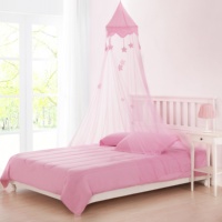 Moustiquaire de lit d'été pour enfants avec bordure de couronne d'étoile et de pompon et caractéristique pliée de squines pour un usage domestique
