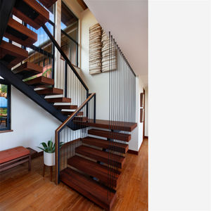 Rampe d'escalier moderne en verre vertical pour intérieur, durable, avec poutre blanche - Product Image 5