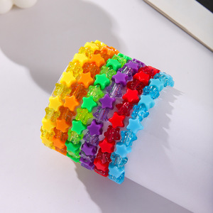 Acrylic <b>Bracelet</b> Five Pointed Star Geometric Design Elastic <b>Rope</b> Multi Layer Unisex Jewelry Spring 2024 Yiwu Origin - Product Image 5