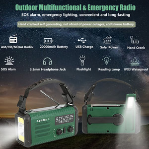 2024 nouveau modèle solaire manivelle d'urgence NOAA <span class=keywords><strong>Radio</strong></span> Portable FM/AM WB avec lampe de poche LED 20000mAH batterie externe lampe de lecture - Product Image 4
