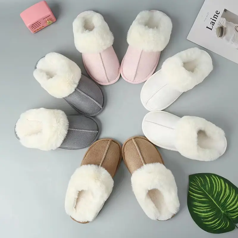 New Hot Selling Classic Fluffy Soft Warm Slippers Women Faux Fur Cozy Winter Indoor Outdoor Household Shoes Mules Slippers