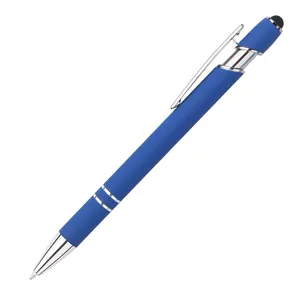 Iş hediyeler yazma renkli kişiselleştirilmiş 2 in 1 cep dokunmatik promosyon Metal Logo baskılı ile özel Stylus tükenmez kalem