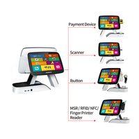 Sistem POS Zhongji A7 Mini Layar Sentuh Ganda Windows 11 Terminal Offline Putih untuk Restoran Perangkat Keras All-in-One