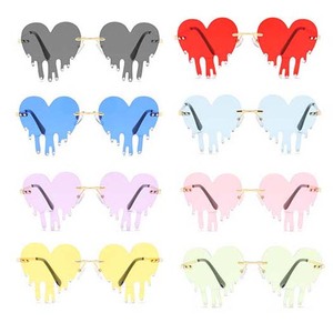 Gafas de Sol con Forma de Corazón Derretido para Mujer, Lentes sin Montura de Metal, Ideales para Fiestas y Festivales - Product Image 6