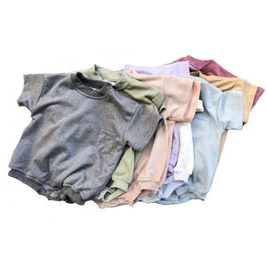 เสื้อสเวตเตอร์สีพื้นเรียบง่ายสำหรับฤดูร้อน ชุดรอมเปอร์เด็กผู้ชายแบบหนา - Product Image 3