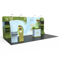 Stand d'exposition portable personnalisé de 10 pieds avec TV et étagère pour salons professionnels, impression par sublimation