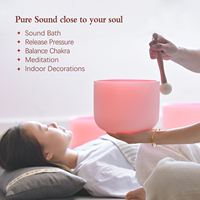 Jinfang Ensemble de 7 bols chantants en quartz rose haute pureté de 6 à 12 pouces pour la méditation sonore et les bains sonores