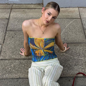 Débardeur en maille à imprimé floral color block pour femme, sans manches, léger, décontracté, tendance, pour l'été - Product Image 2