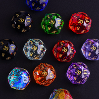 Magnifique ensemble de dés DND en verre multicolores faits à la main et écologiques, 7 pièces, dés polyédriques avec chiffres dorés, Dungeons & Dragons