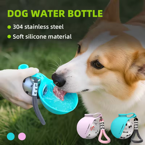 Botella Portátil para Perros Petop, Botella de Agua para Perros de Acero Inoxidable 304, Tazón de Silicona Plegable, Botella Portátil para Perros - Product Image 1