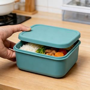 Moderna y Sencilla Caja de Silicona para Conservar Alimentos con Tapa, Diseño Clásico, Juego de Lonchera Bento para Frutas, Ensaladas y Almacenamiento de Vajilla - Product Image 2