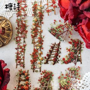 Tangshi PET tinta blanca tira larga pegatina paquete una serie de estilo InS escalera de flores planificadores de mano para paisaje de bricolaje - Product Image 3