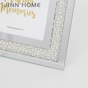 Silber 5x7 Rechteck Bild Foto rahmen Quadratisches Kristallglas mit glänzender Perle Hochzeit dekorative Siebdruck - Product Image 5