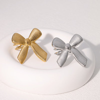 Bague en acier inoxydable anti-ternissement, style INS, tendance vintage, au design unique et rétro, avec nœud rayé en or 18 carats, bijou pour femme