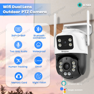 Caméra de sécurité extérieure intelligente WiFi Hongnaer 8MP 4K PTZ, double objectif 360°, application <span class=keywords><strong>ICSee</strong></span>, caméra IP WiFi CCTV sans fil - Product Image 2