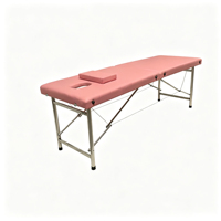 Table de massage pliable robuste à 2 sections, pieds en acier inoxydable, lit de spa portable pour massage