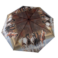 Parapluie avec imprimé cheval, 21 pouces 8k, trois parapluies pliants pour la vente en gros