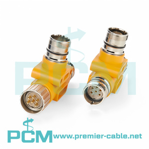 M23 6 pin Nam để nữ t-connector TEE Splitter Adapter cho tự động hóa công nghiệp Robot servo mã hóa tín hiệu điều khiển công suất - Product Image 6