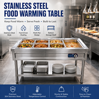 Gewerblicher Edelstahl Elektrischer Bain-Marie Speisenwärmetisch Servierstation mit Einstellbarer Temperatur Restaurantausrüstung