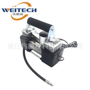 Compresor de aire de doble cilindro Weitech Metal de 12V, inflador rápido de neumáticos para coche y motocicleta - Product Image 3