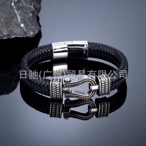 Men's Braided Leather <b>Bracelet</b> Stainless Steel Buckle 19cm 21cm 23cm Gift Jewelry Fashion <b>Bracelets</b> - Product Image 2