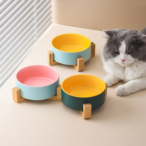 Erhöhte Hundefutter-und Wasserschalen Umwelt freundliche Haustier fütterung station Bunte Keramik-Haustiers chale mit Bambus ständer - Product Image 3