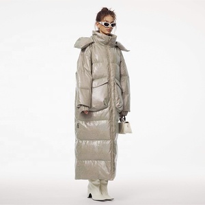 <span class=keywords><strong>Doudoune</strong></span> d'hiver pour <span class=keywords><strong>femme</strong></span> Very-Nong Original, capuche détachable, vêtements d'extérieur longs épais, matériau en cuir minimaliste ample droit - Product Image 4