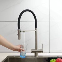 Robinet de cuisine classique sans plomb, magnétique, à 3 jets, extractible, avec filtre, mitigeur chaud et froid à trou unique