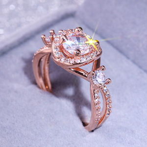 Anello con design geometrico color rosa, anello classico da donna - Product Image 3