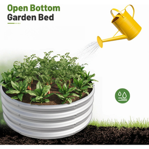 Silver Galvanized Metal Raised Garden Bed <b>Planter</b> Round Planting Tub for Home Flower <b>Vegetable</b> Herb Garden - Product Image 6